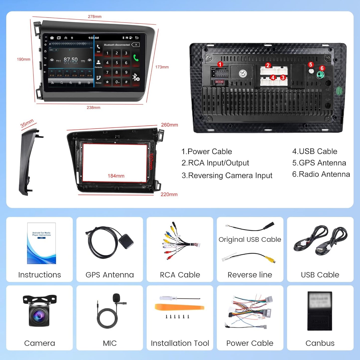 Android Car Stereo Radio for Honda Civic 2012-2015